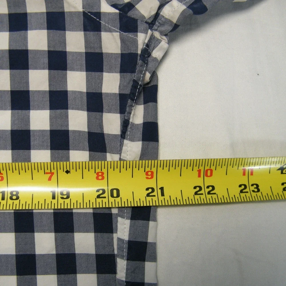 J.‎ Crew Navy Gingham Button Down Shirt Mens M Classic Prep Cottagecore Cotton